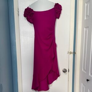 Xscape Strapless Fuchsia Ruffle Dress